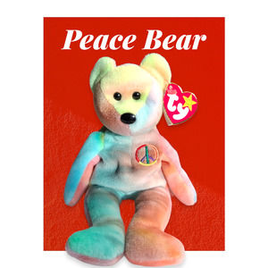 Unique PEACE Bear - 1996, w/Errors - Great Tie dye